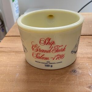 Vintage Old Spice Shulton Milk Glass Shaving Cup Mug Ship Grand Turk Salem 1786
